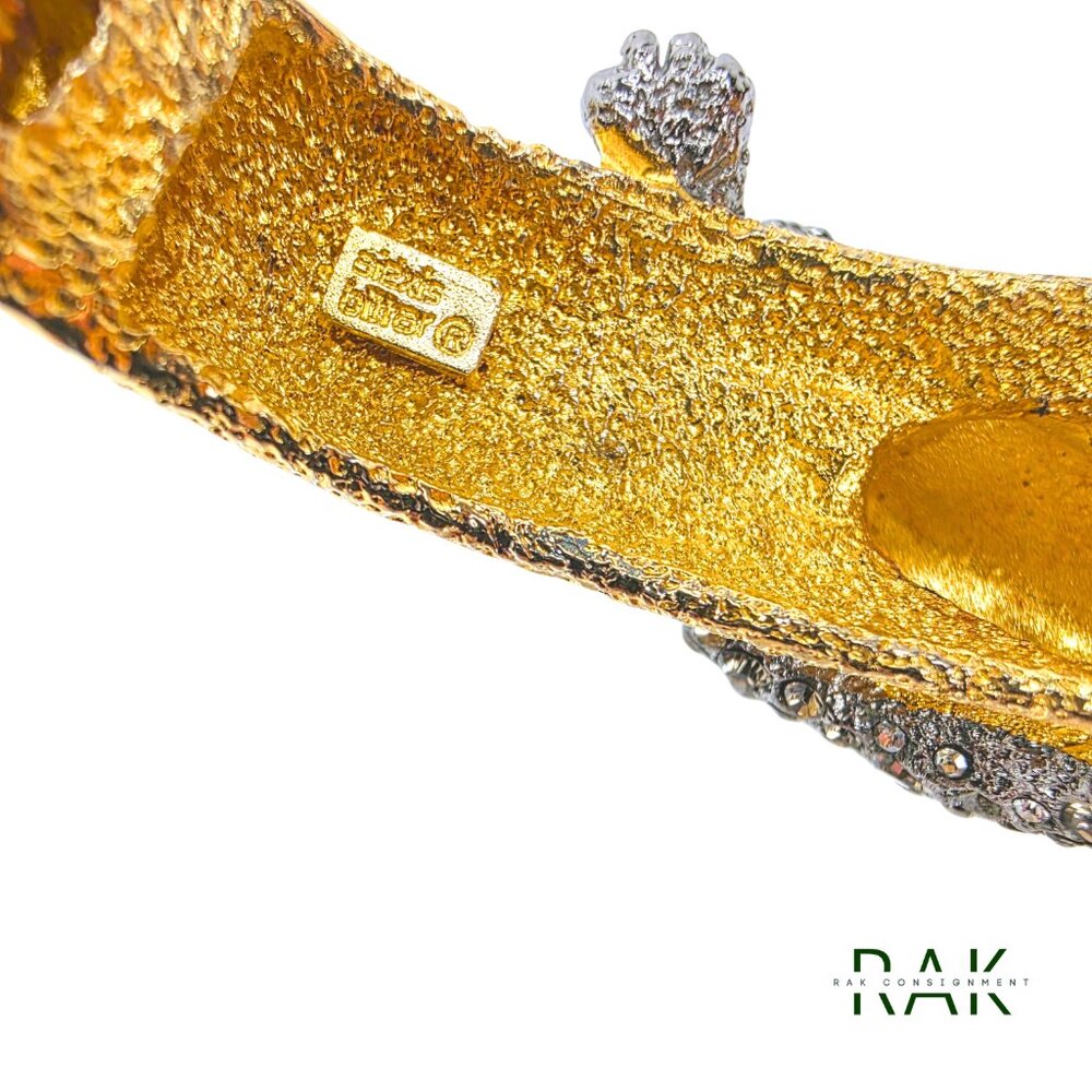ALEXIS BITTAR "Siyabona" Panther Pave Crystal Gold-Plated Hinged Bangle - Picture 4 of 6